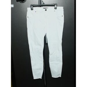 Kut from the Kloth White Connie High-Rise Ankle Skinny Jeans Frayed Hem Size 12